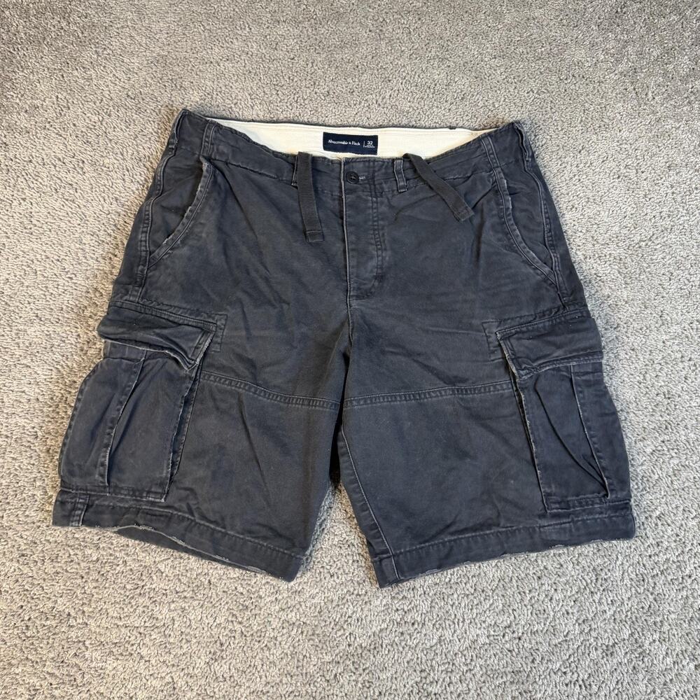 VTG Abercrombie & Fitch Shorts Mens 32 Gray Cargo Cotton 10 In Inseam Pockets